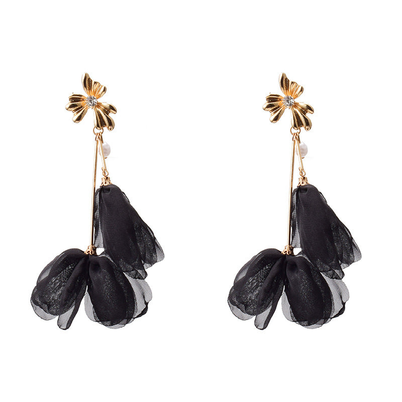 Pendientes largos con flores amarillas   Pour Femmes,