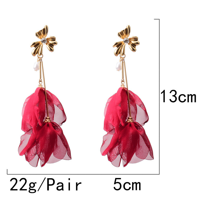 Pendientes largos con flores amarillas   Pour Femmes,